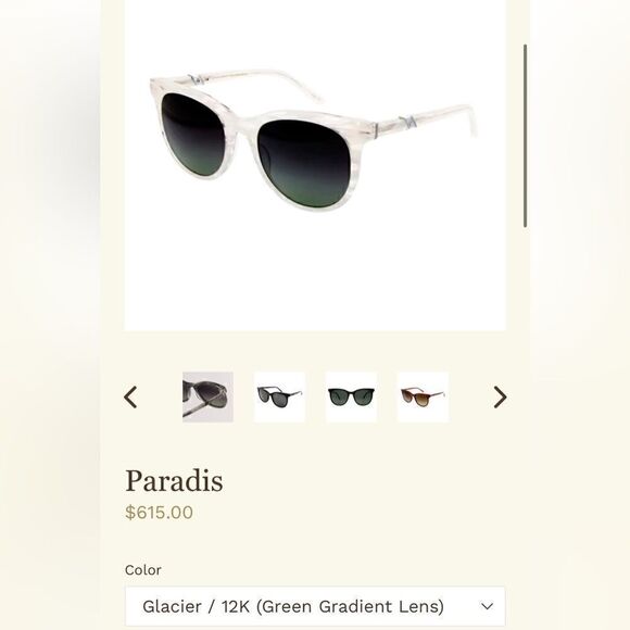 LEISURE SOCIETY $615 Paradis Sunglasses in Glacier /12 K Green Gradient Lense main image 6